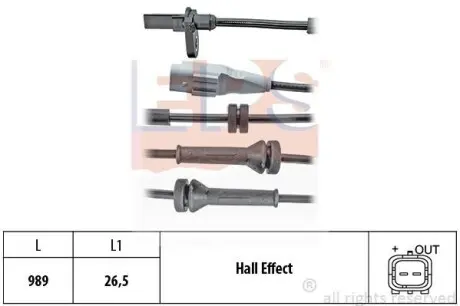 Датчик ABS задний левый/правый Citroen C4/Peugeot Partner 1.6-2.0 HDI 10.06- EPS 1.960.096