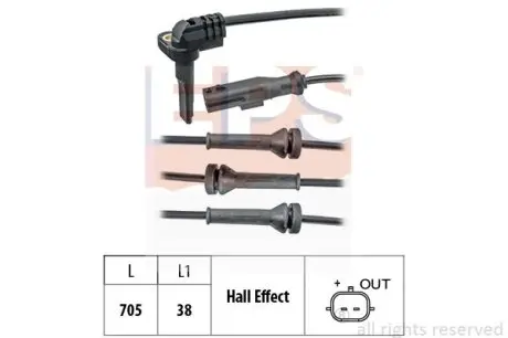 Датчик ABS передній лів/прав. Dacia Duster 1.5 dCi/1.6 16V 04.10-/Renault Megane III 1.2-2.0 11.08- EPS 1.960.102