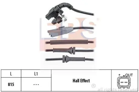 Датчик ABS задний лев/правый Peugeot 3008 1.2-2.0D 06.09-08.16 EPS 1.960.150