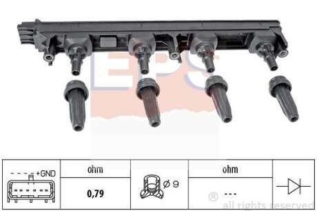 Катушка зажигания Citroen C4, C5/ Peugeot 307-807 2.0 16V 09.04- EPS 1.970.476