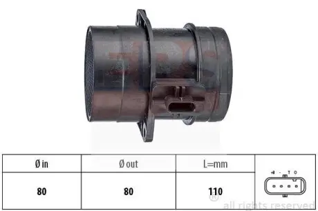 Расходомер воздуха Audi A4/A6/Q3/Q5/VW Caddy/Crafter/Golf/T5 2.0TDI 05- EPS 1.991.446