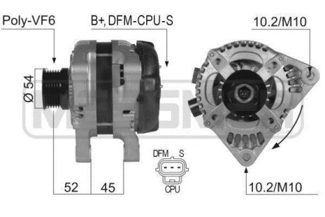 Генератор Ford Focus II 2.0 TDCI -12/Mazda 3 1.6 -13/Volvo S40 II -12 ERA 210358 (фото 1)