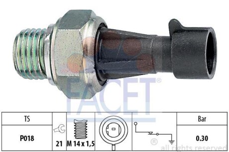 Датчик тиску оливи (0,3bar/1 конт./чорний) Doblo/Ducato/Combo/Astra 0.8-2.5 84- FACET 7.0096