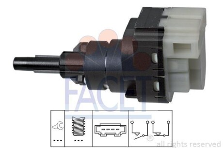 Датчик стоп-сигналу T5/Golf IV/Octavia (4 конт./чорний) FACET 7.1229