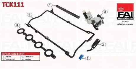 Комплект цепи ГРМ (с уплотнениями) (058109229B+058109088K) Audi A3 1.8 96-/A4 1.8 95-/VW Passat 1.8 97-/VW Bora 1.8 99- FAI AUTOPARTS TCK111