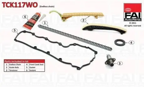 Комплект ланцюга ГРМ (без шестерні) MB A (W168) 97-/Vaneo (V414) 02- FAI AUTOPARTS TCK117WO