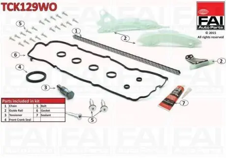 Комплект цепи ГРМ (без шестерен) Citroen C4 1.6 08-/Peugeot 308 1.6 07- FAI AUTOPARTS TCK129WO