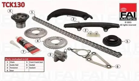 Комплект цепи ГРМ (с шестерней) Fiat/Ford/PSA 2.2Hdi/Jtd/Tdci 06- FAI AUTOPARTS TCK130