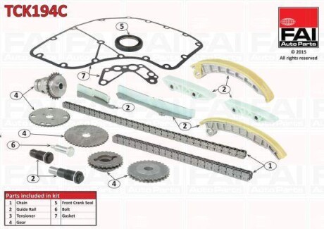 К-кт цепи ГРМ (полный-верхний+нижний TCK194NG+TCK195NG)) ГРМ CITROEN JUMPER 3.0HDi 06- FIAT DUCATO 3.0HDi 10- FAI AUTOPARTS TCK194C