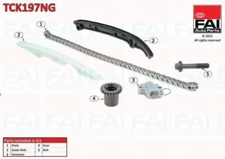 Комплект ланцюга ГРМ FIAT 500 0.9 10-, PUNTO 0.9 12- ALFA ROMEO MITO 0.9TwinAir 11-18 FAI AUTOPARTS TCK197NG (фото 1)