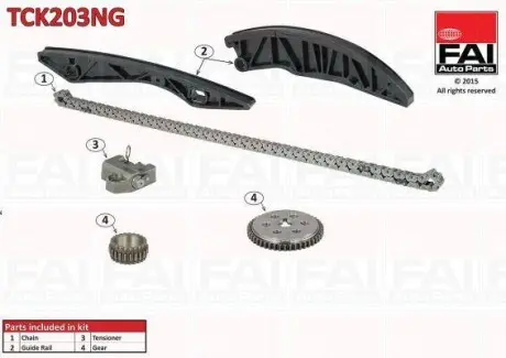 Комплект ланцюга ГРМ Hyundai /Kia 1.4/1.6 CVVT 2007- FAI AUTOPARTS TCK203NG
