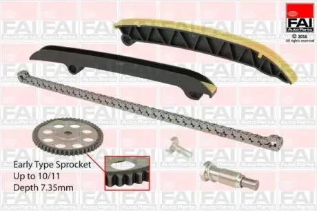 Комплект цепи ГРМ (+шестерня) ГРМ VAG 1.2TFSI -10.11 (CBZA/CBZB) FAI AUTOPARTS TCK208NG