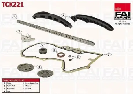 Комплект цепи ГРМ (130лан. 3шест., сальн., прокл.) VW POLO 1.4FSI (дв.AXU) 02-06 FAI AUTOPARTS TCK221