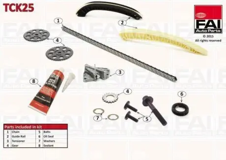 Комплект ланцюга ГРМ (з шестернею) Skoda Fabia 1.2 01-/VW Polo 1.2 02-/Seat Cordoba 1.2 02- FAI AUTOPARTS TCK25