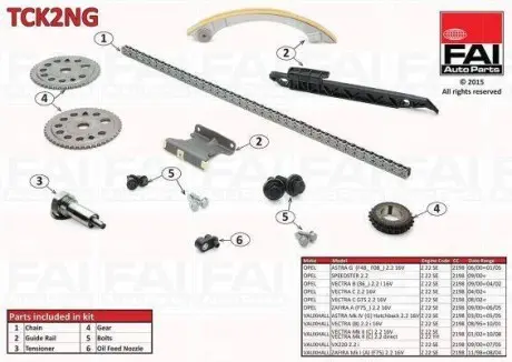 Ремкомплект ланцюга привода розподільчого валу (без ущільнень) FAI AUTOPARTS TCK2NG