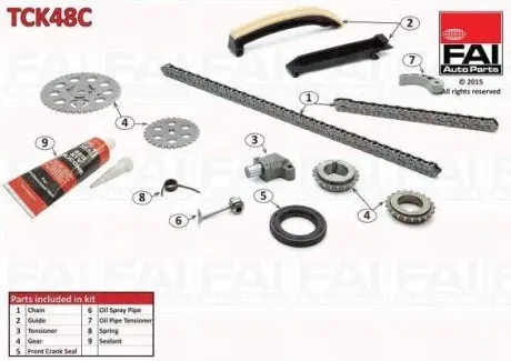 Комплект ланцюга ГРМ (+к-кт на масляний насос) Smart 0.6 City-Coupe 98-04/Cabrio 00-04/ Crossblade 06.02- FAI AUTOPARTS TCK48C