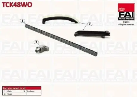 Комплект ланцюга ГРМ (без шестерні) Smart 0.6 City-Coupe 98-04/Cabrio 00-04/ Crossblade 06.02- FAI AUTOPARTS TCK48WO