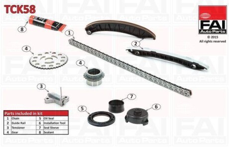 К-кт ГРМ(цепь+2 звезды+натяжник+2 лыжи) FAI AUTOPARTS TCK58