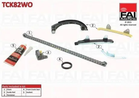 Комплект ланцюга ГРМ (Ланцюг+натяжник+лижі) Toyota Yaris 1.3 05- FAI AUTOPARTS TCK82WO