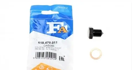 Корок масляного піддона M14x1.5/ L 15 (з прокладкою) Fischer Automotive One (FA1) 518.470.011