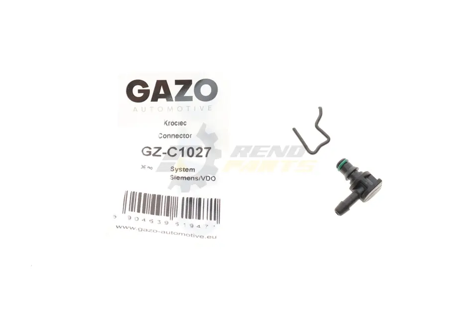 Штуцер шланга зливу Г-подібний (пластиковий) (Siemens) (із захистом) GAZO GZ-C1027 (фото 1)