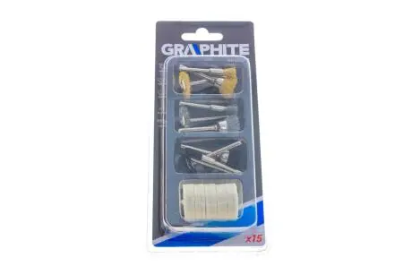 Набір аксесуарів для міні дрилі, щітки, толі, 15 шт. Graphite 55H078