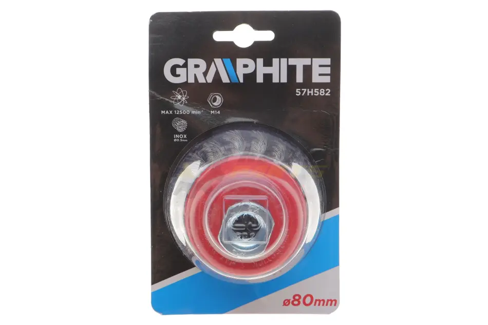 Щетка проволочная чашечная 80 мм x М14, INOX Graphite 57H582 (фото 1)
