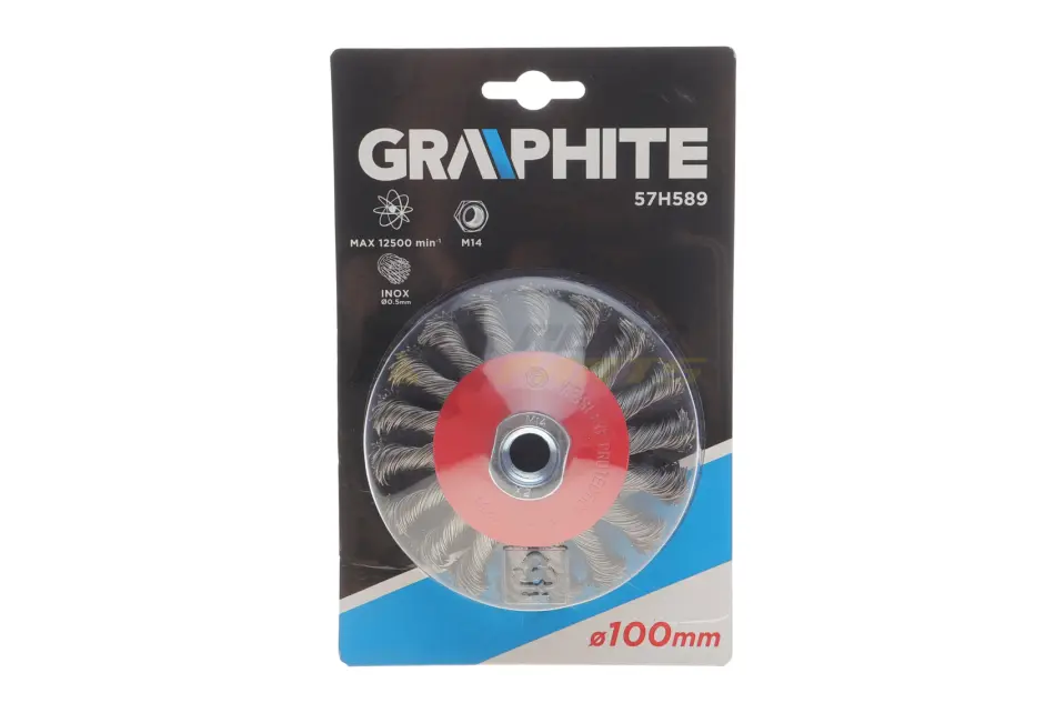 Щетка проволочная дисковая, 100 мм x M14, INOX Graphite 57H589 (фото 1)