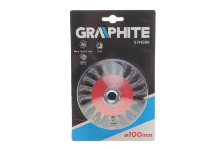 Щетка проволочная дисковая, 100 мм x M14, INOX Graphite 57H589