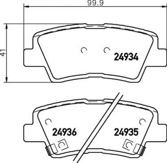 Гальмівні колодки дискові зад. Hyundai Grandeur, Sonata V, Tucson Kia Opirus, Soul Ssangyong Korando 1.6-3.3 05- Hella Pagid 8DB 355 014-571