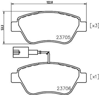 Тормозные колодки дисковые перед. Fiat Stilo 01,04/Grande Punto/Doblo 05/Bravo -07 Hella Pagid 8DB 355 018-821