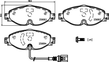 Передние тормозные колодки VW/Audi 2012-> Hella Pagid 8DB 355 020-191