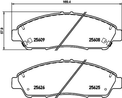 Дискові Гальмівні колодки перед.Honda Pilot /Acura MDX 2007- Hella Pagid 8DB 355 020-211