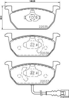 Колодки гальмівнi перед. Audi A3 Seat Leon, Leon Sc, Leon St Skoda Octavia Vw Golf Alltrack, Golf Sportsvan, Golf Vii 1.0-2.0D 08.12- Hella Pagid 8DB 355 021-951