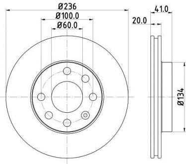 Диск тормозной передний Daewoo Lanos 1.3-1.5/Opel Astra Hella Pagid 8DD 355 100-821