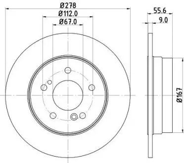 Диск гальмівний W202,W210 задн. Ø 278 Hella Pagid 8DD 355 101-011