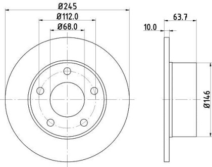 Диск гальмівний Audi 100/A6, VW Passat B5 зад. Hella Pagid 8DD 355 102-801