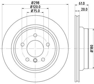 Диск гальмівний задній 298x20mm BMW E39 96-03 Hella Pagid 8DD 355 104-611