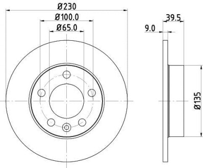 Гальмівний диск зад. Skoda Fabia 1.2-1.9 -10, Octavia 97-10, Roomster/ VW Bora, Golf IV,Polo Hella Pagid 8DD 355 105-411