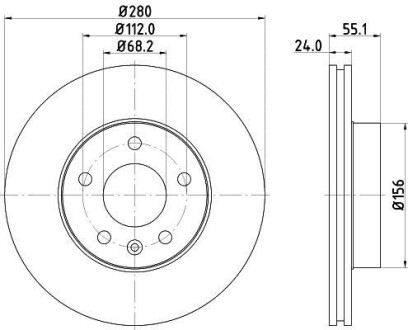 Диск тормозной VW T4 96-вентиль. Hella Pagid 8DD355105591