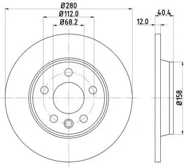 Диск тормозной VW T4 96- задн. 280x12mm Hella Pagid 8DD355105-611