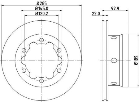 Гальмівний диск заднiй DB Sprinter Series (W906)/Sprinter Series (W903)/Sprinter Series (W904)/LT (95-06) Hella Pagid 8DD 355 105-811