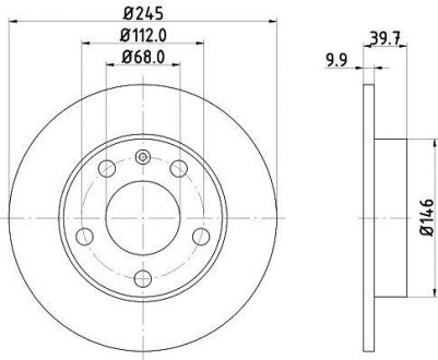 Диск гальмiвний з покриттям PRO; задн. Hella Pagid 8DD355107541