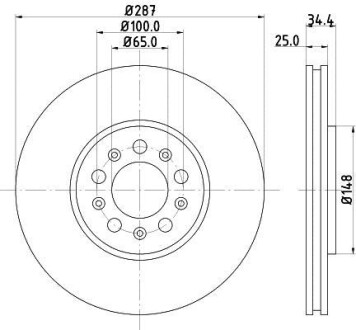 Диск гальмівний з покриттям PRO; передн. Hella Pagid 8DD355107611