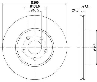 Диск гальмівний пер. 300x24x47 FORD Mondeo 1.8 16V/2.0 16V/2.5 V6 24V 00- Hella Pagid 8DD 355 108-041