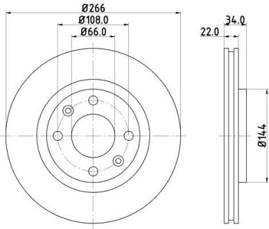 Диск гальмiвний з покриттям PRO; передн. Hella Pagid 8DD355108351