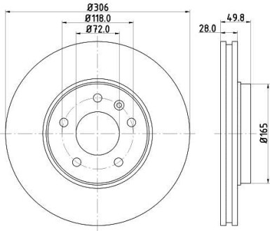 Тормозной диск перед. Opel Vivaro,Trafic 01- Hella Pagid 8DD 355 108-951