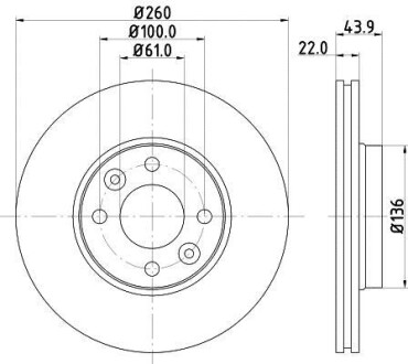 Диск тормозной перед. Dacia Logan/Renault Clio III/Modus/Megane 03- Hella Pagid 8DD 355 109-331