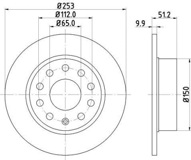 Гальмівний диск зад. 255mm Audi A3/A4/A6 05-/ VW Caddy III/Eos/Golf V,Skoda Octavia 04- Hella Pagid 8DD 355 109-601