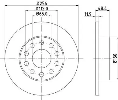 Тормозной диск задний Caddy III (260x12) Hella Pagid 8DD355109-641